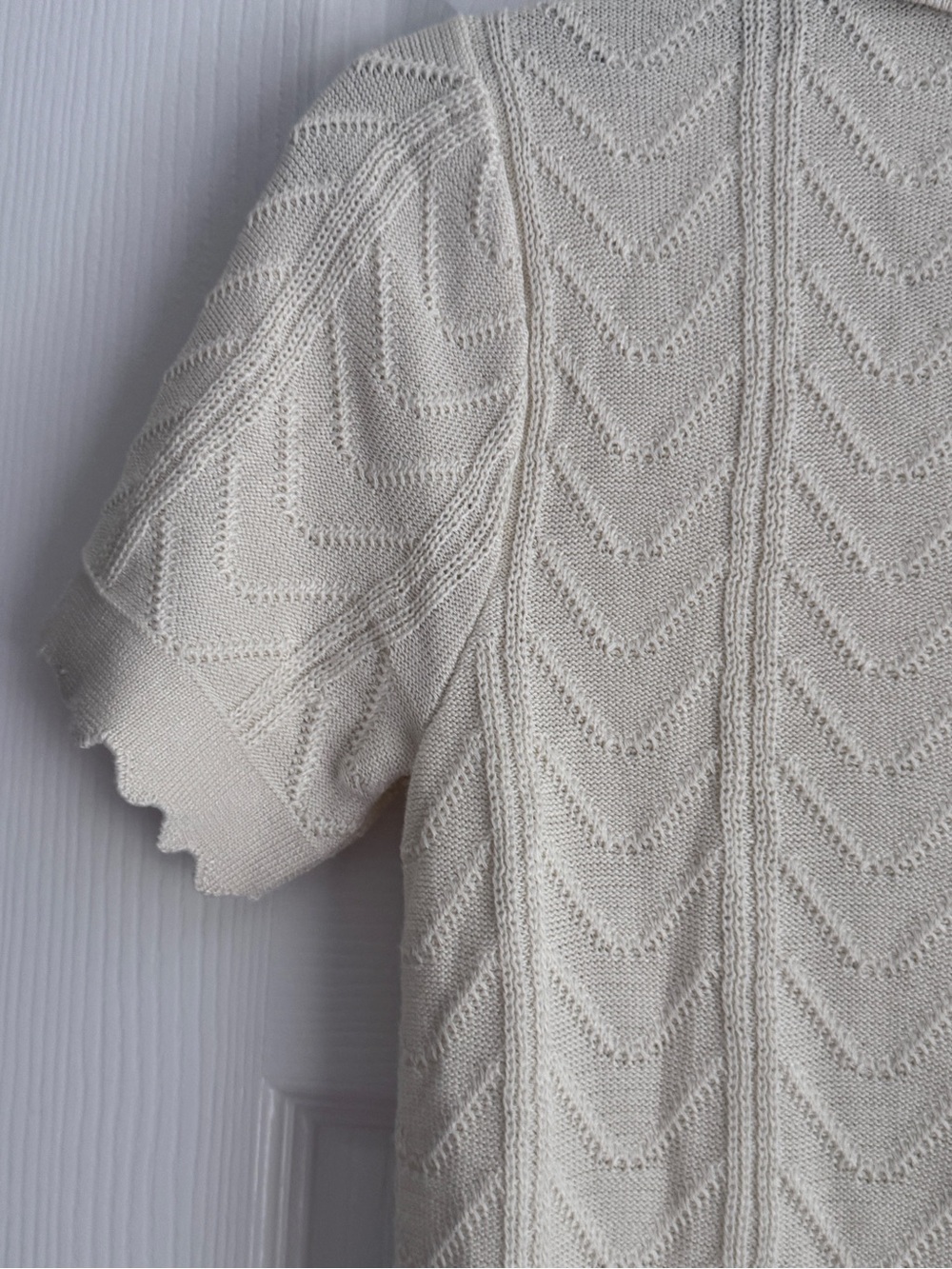 Tahari Cream Short-Sleeve Cable Knit Polo Sweater - Picture 11 of 13